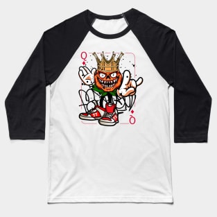 Queen Playing card with Skateboard Graffiti Street Art Baseball T-Shirt